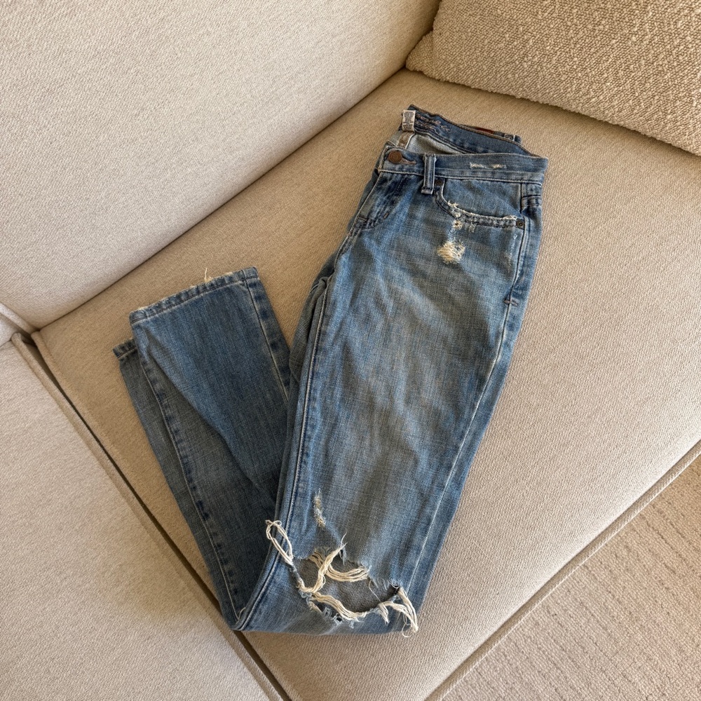 Abercrombie & Fitch Light Blue Distressed Boyfriend Jeans